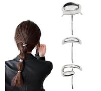3PCS Alloy Hair Hook Hair Accessories, Metal Ponytail Holder Hair Clips for Women and Girls, Decorative Gothic Punk Cuff Barrettes, Fashion Hair Accessories for All Hairstyles (Style A,Silver)
