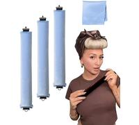 3PCS Arricciacapelli senza calore per Capelli medi e lunghi Pernottamento Asta per rulli senza calore per set di onde grandi Bacchette Jumbo per dormire (Blu)