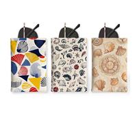 3Pcs Beach Nautical Occhiali Custodia, Colorful Vintage Sea Shell Occhiali Da Sole Borsa, Portatile di Immagazzinaggio Viaggio Occhiali Da Viaggio Custodia Manica, Colorato, 7x4.7 Inch, Spiaggia