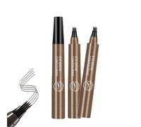 3PCS Bifurcated Eyebrow Pencil, 3D Waterproof Microblading Eyebrow Pen, 2025 New Four Forks Eyebrow Pencil, 24 Hours Long Lasting Smudge Proof (Dark Brown)