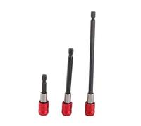 3PCS Bit Holder Extension Bar Set | 1/4 Inch Hex Shank for Electric Screwdrivers | Robust Steel Construction | 60mm / 100mm / 150mm Lengths (Three red groups)