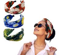 3Pcs Boho ampia fascia coniglio orecchie capelli bande tessuto antiscivolo copricapo elastico Twist capelli Hoop 1920s accessori per le donne ragazze (Sunflower headband)
