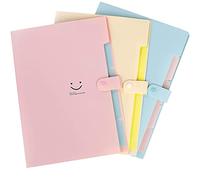 3PCS Cartelle a Soffietto Espandibili - Cartellina Portadocumenti Espandibile Portatile Accordion File 5 Tasche Cartella Portadocumenti Organizer per Casa Scuola e Viaggio di Lavoro (Blu Giallo Rosa)