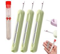 3Pcs Chiclify Eptchn 2-in-1 Needle Threader & Seam Ripper Tool Automatic Needle Threaders Seam Ripper Stretchable Remover Needle Threading Tool Quilting Supplies Sewing Kit(verde)