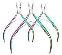 3pcs chiodi for unghie unghie dei piedi della punta della piena della cuticola Nipper Manicure Strumenti di trimmer in acciaio inossidabile Pinza for cuticole professionale(Rianbow)