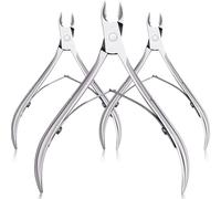 3pcs chiodi for unghie unghie dei piedi della punta della piena della cuticola Nipper Manicure Strumenti di trimmer in acciaio inossidabile Pinza for cuticole professionale(Sliver)
