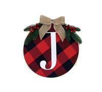 3pcs Christmas Decorations Joy Sign Buffalo Check Plaid Wreath for Front Door Rustic Burlap Wooden Holiday Decor New