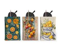 3Pcs Citrus Occhiali Custodia, Vintage Floreale Modello Occhiali Da Sole Borsa, Portatile di Immagazzinaggio Viaggio Limone Occhiali Caso Manica, Limone , 7x4.7 Inch, Agrumi