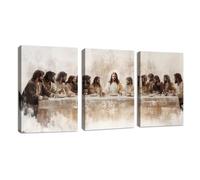 3Pcs Classico Ultima Cena Quadri Moderni Con Cornice Cristiano Gesù Quadro Su Tela Religioso Cristo Stampe Da Parete Moderno Decorazioni per Chiesa Sala Preghiera Soggiorno Camera Da Letto 30X40cmx3