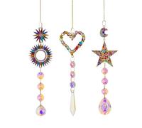 3pcs Colorful Diamond Hanging Window Sun Catcher, Crystal, Home Decor, Car Pendant Decoration