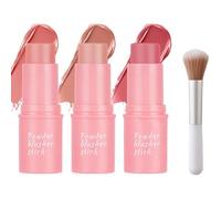 3PCS Crema Fard Stick, Blush Stick Impermeabile a Lunga Durata, Illuminante in Crema, Multi-Use Trucco Fard Stick Leggero e Effetto Naturale, 3 in 1 Professional Makeup Blush per Occhi Labbra Guancia