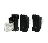 3Pcs DC24V Bobina 3PDT 11Pin Relè elettromagnetico su guida DIN con presa