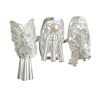 3Pcs Dita Anelli Collezione Intricato Hollow Out Carving Gioielli Per Le Donne Accessori Cinesi Tradizionali Nappe Farfalla