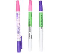 3PCS Double-Headed Clothing Marking Pen, Water-Soluble Permanent Fabric Marker for Multi-surface, Sewing Craft Supplies