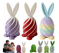 3PCS Easter Spiral Decompression Rabbit Egg,Easter Fidget Toys,Easter 3D Printing Mystery Bunny Egg Fidget Toy,3D Printed Spiral Cone Bunny Fidget Toy,Cute Bunny Sensory Fidget Toys (Set B)