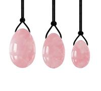 3pcs Egg Set Naturale Nefrite Giada Naturale Quarzo Rosa Massaggiatore per le Donne Muscolo di Serraggio Forato Massaggio Pietra Strumenti di Esercizio Pietra Naturale