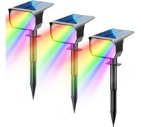 3Pcs Faretti Solari a Led Da Esterno, 20 LED Multi Colore RGB Che Cambia Luci Da
