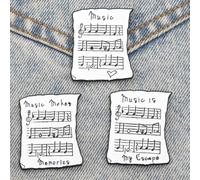 3pcs Fashion Cartoon BreadPin Music Score Design Spilla Mini Spilla in lega