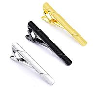 3Pcs Fermacravatta per gli uomini Classico Tie Bar Nero Argento Oro Fermacravatta per Matrimonio Affari Festa del Papà Regali
