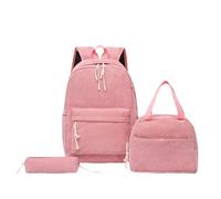 3pcs Grande Capacità Fragola Zaino Per Ragazze Ritorno A Scuola Borse Con Lunch Box E Astuccio Carino Kawaii Velluto a Coste Zaino Daypack Teen Borse Per Studenti Primari Secondari Scuola Viaggio