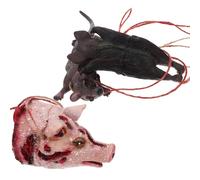 3Pcs Halloween Hanging Ornaments Creepy Pig Bat Mouse Decor for Party