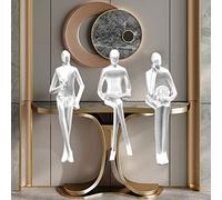 3Pcs Home Decor Thinker Figure Moderna Resina Seduto Scultura Ornamenti Per La Casa Per Soggiorno ufficio Libreria Scrivania Arte Astratta Azione Statua arredamento Accenti da collezione Regalo