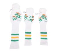 3Pcs Knitted Club Head Covers Set, Soft Pom Pom Club Headcovers with Long Neck Design Snug Fit Club Head Covers for Golfers and Stylish Protection (White)