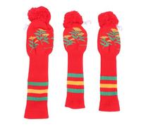 3Pcs Knitted Club Head Covers Set, Soft Pom Pom Club Headcovers with Long Neck Design Snug Fit Club Head Covers for Golfers and Stylish Protection (Red)