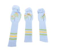 3Pcs Knitted Club Head Covers Set, Soft Pom Pom Club Headcovers with Long Neck Design Snug Fit Club Head Covers for Golfers and Stylish Protection (Blue)