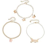 3Pcs Lady Butterfly Letter Sea Beach Foot Chain Tarsus Bangle Clever Treatment