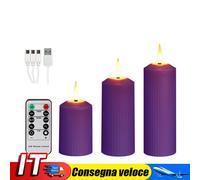 3Pcs LED Candles Dimmable USB Rechargeable Pink Flameless Candle (Pink) IT