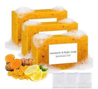 3Pcs Lemon Turmeric Soap,Honey Lemon Turmeric Kojic Soap Bar,For Face And Body,Deep Cleansing Moisturizing Handmade,Handmade Soaps For All Skin Types.
