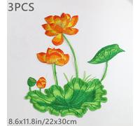 3PCS Lotus Fiore Ricamo Applicazione Costume Bordura Cucito Materiale Craft