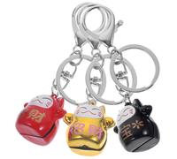 3pcs Luck Cat Key Ring Pendant Pendant Cat Hanging Decor Bell Cat Keychain