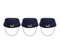 3pcs Luoem Women Air Hostess Hat Hat Woolhe Flight Hat Hostess per la