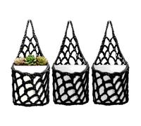 3PCS Macrame Plant Hanger Set - Boho Cotton Rope Woven Hanging Storage Baskets | Decorative Small Plant Holders For Indoor Outdoor Living Room, Balcony, Kitchen, Hallway, Wall & Fence Decoration Use