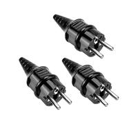 3pcs Male Electrical Plug Protective Contact Plugs Anti-bending Rubber Plugs Model E012 Protection Class 250v (16a; 50hz) for 616mm Cable(black)