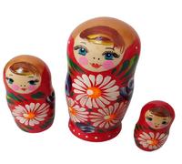 3pcs Mano Dipinta Dalla Russia Nidificazione Bambola Red Floreale Decorazione W/