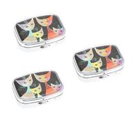 3Pcs Medico Metallico Dispenser Contenitore Lavoro In Metallo Organizzatore Gioielli Piazza Olio Compatto Tasca - Cellulare Gatto Droga Portapillole Arte Vitamina Organzier