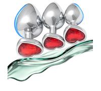 3pcs Metal Hip Trainers Con Diamanti Di Cuore (Rosso) | Set Multidimensionale Riutilizzabile Impermeabile Flessibile Del Corpo Liscio Sicuro Assortito Per Le Coppie Di Donne Uomini