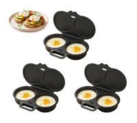 3Pcs Microwave Egg Poacher 2 Cup With Lid & Handle, Oil-Free Cooker | Dual Cavity Breakfast Steamer for 2 Eggs, Food-Grade PP, Quick Heating, Easy Everyday Meal Prep