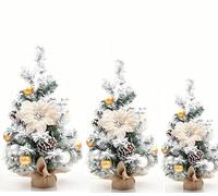 3Pcs Mini Albero Di Natale, Albero Di Natale Fiocco Di Neve, Albero Di Natale da Tavolo, con Base Di Burlap, per Home Office Decorazioni Natalizie, LJJY-KK