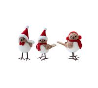 3pcs Mini Winter Bird Figurines with Hats and Wire â Christmas Tree Decor, Freestanding Holiday Centerpiece, Festive Indoor Desktop Ornaments