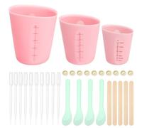 3PCS Misurini in Silicone Set,Stampi per Colata in Silicone Tazza di Agitazione con Bastoncino di Miscelazione,Contagocce,Polpastrelli,Mini Spatola per Stampi Artigianali fai da te (125ml 250ml 500ml)