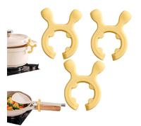 3pcs Multifunction Silicone Pot Handle Spatula Rack,Non-Slip Spoon Holder Stove Organizer,Steam Releaser,Heat Resistant Spoon Rest Fixed Clamp,Utensil Anti Scalding Pot Clip for Cooking (Yellow)