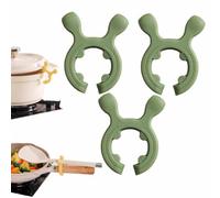 3pcs Multifunction Silicone Pot Handle Spatula Rack,Non-Slip Spoon Holder Stove Organizer,Steam Releaser,Heat Resistant Spoon Rest Fixed Clamp,Utensil Anti Scalding Pot Clip for Cooking (Green)
