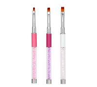 3Pcs Nail Art UV Gel Builder Pennello Piatto Nylon Testa Spazzola Nail Art Salon Pen Strass Manico Acrilico Strumenti Del Chiodo Fai Da Te Lavorazione Durevole