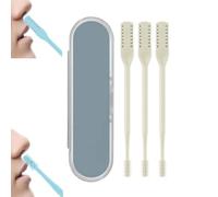 3pcs Nasal Hair Cutter,Double Sided Nose Hair Knife,360 Rotating Nose Hair Cleaner,Portable Nostril hair Remover Tools,Trimmer For Men,Women,Soft Cleaning Brush (Cream)