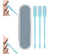 3pcs Nasal Hair Cutter,Double Sided Nose Hair Knife,360 Rotating Nose Hair Cleaner,Portable Nostril hair Remover Tools,Trimmer For Men,Women,Soft Cleaning Brush (Blue)
