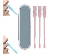 3pcs Nasal Hair Cutter,Double Sided Nose Hair Knife,360 Rotating Nose Hair Cleaner,Portable Nostril hair Remover Tools,Trimmer For Men,Women,Soft Cleaning Brush (Pink)